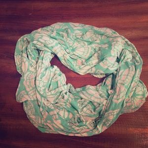 Green, Semi-Sheer Butterfly Print Scarf